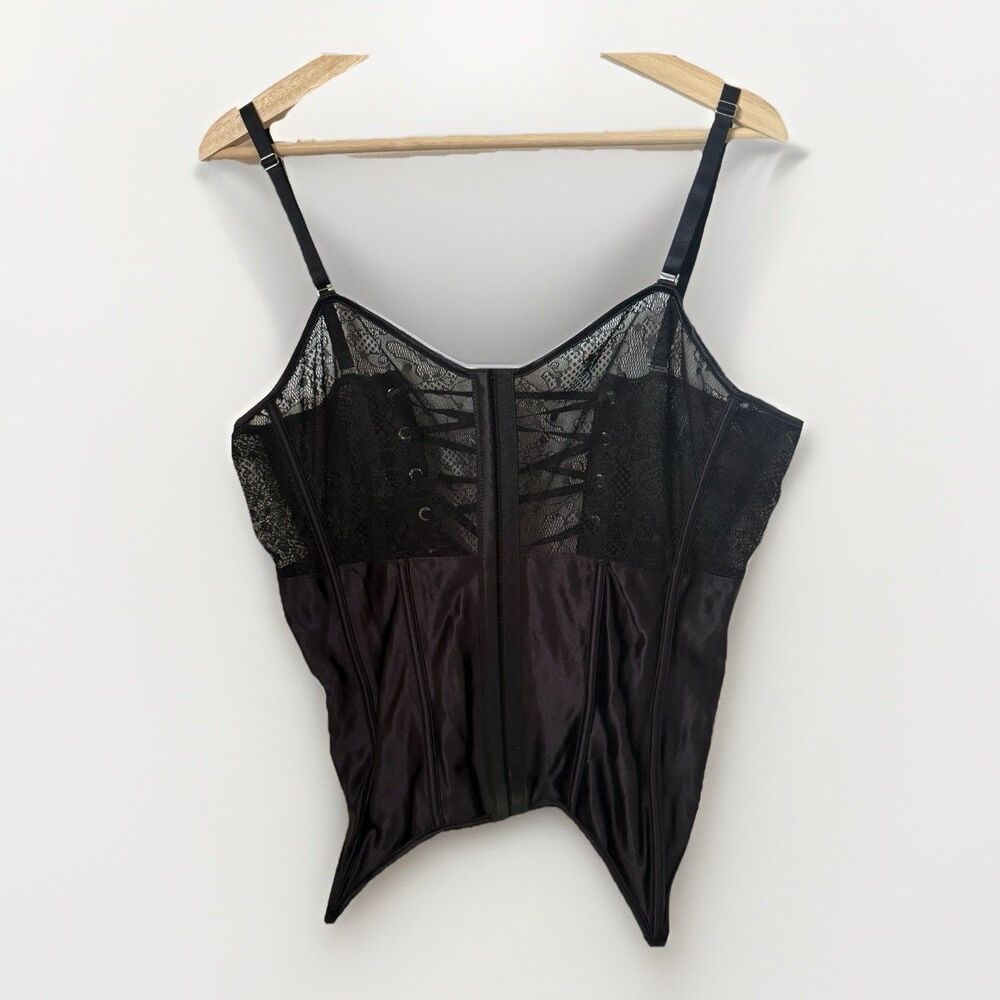 Acelandy Y2K Sheer Floral Lace Mesh Black Gothic Witchy Corset Size 2XL/3XL